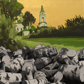 Tatarowo, Öl und Blattgold auf Leinwand, 100 x 100cm
