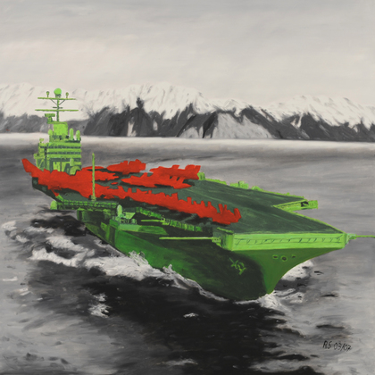 "Aircraft carrier", Öl auf Leinwand, 100 x 100cm