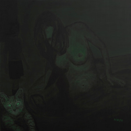 Nachts sind alle Frauen grün", Öl auf Leinwand, 100 x 100cm